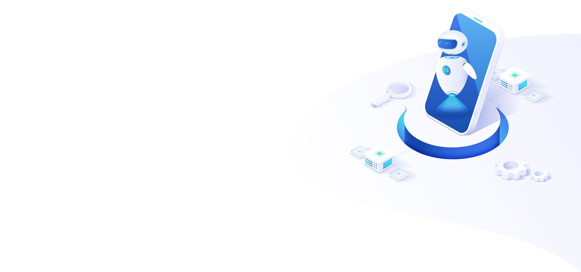 Illustration of an AI assistant representing automated customer chat services by DevGurux