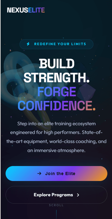Aegis elite fitness mobile view of home page